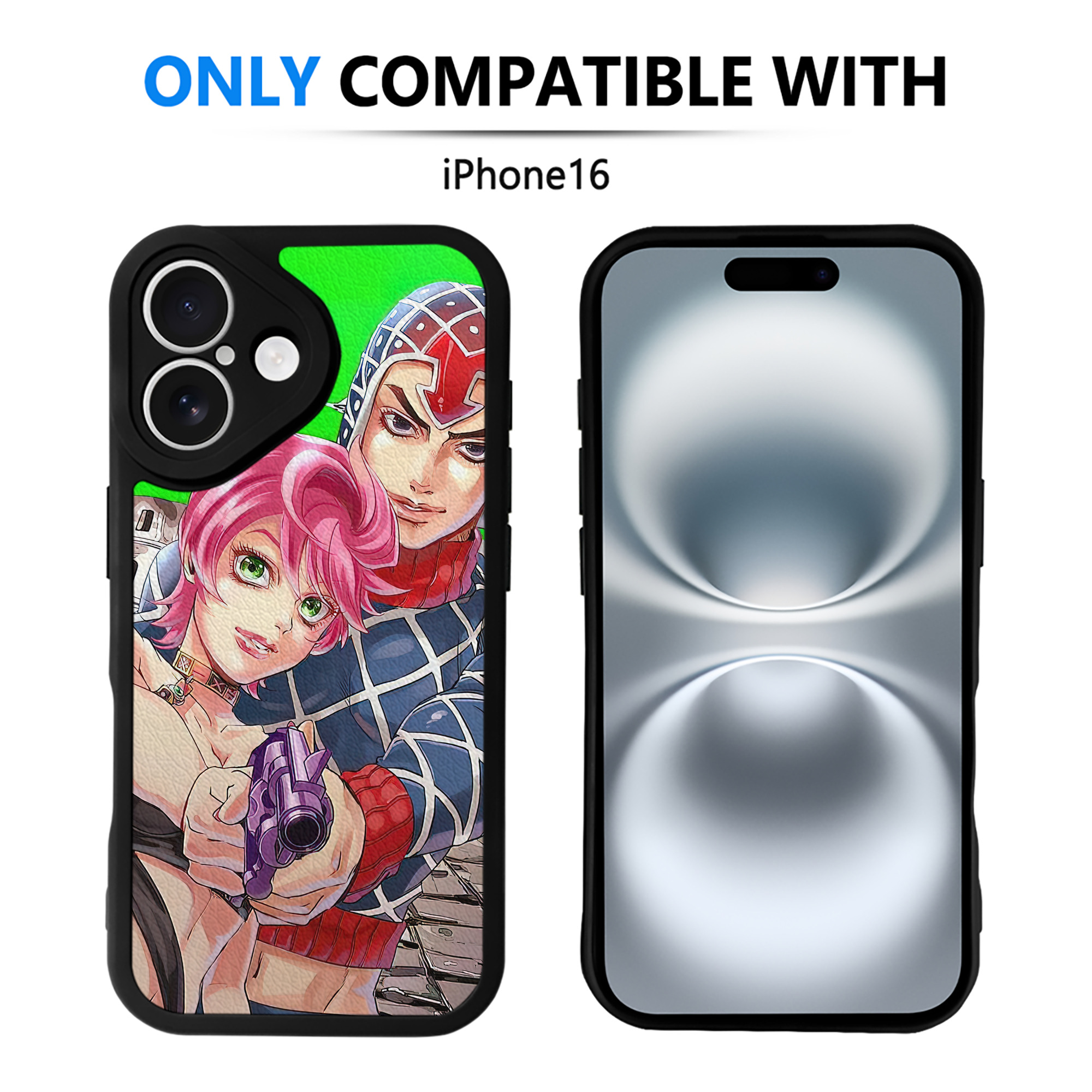 （画像用） ジョジョの奇妙な冒険 JoJo's Bizarre Adventure 【iPhone 16シリーズ対応】シリコンスマホケース（レザー調） 材質：シリコン